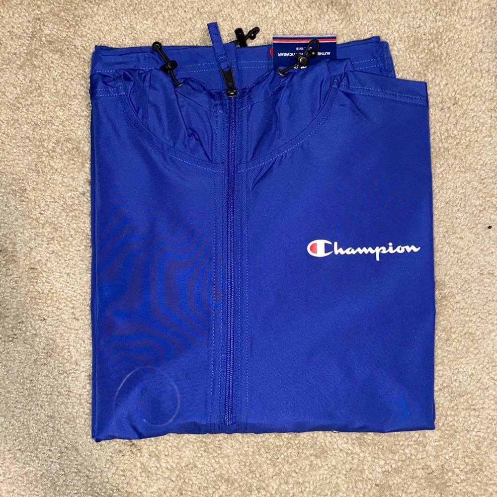 Blue champion zip rain jacket new with tags